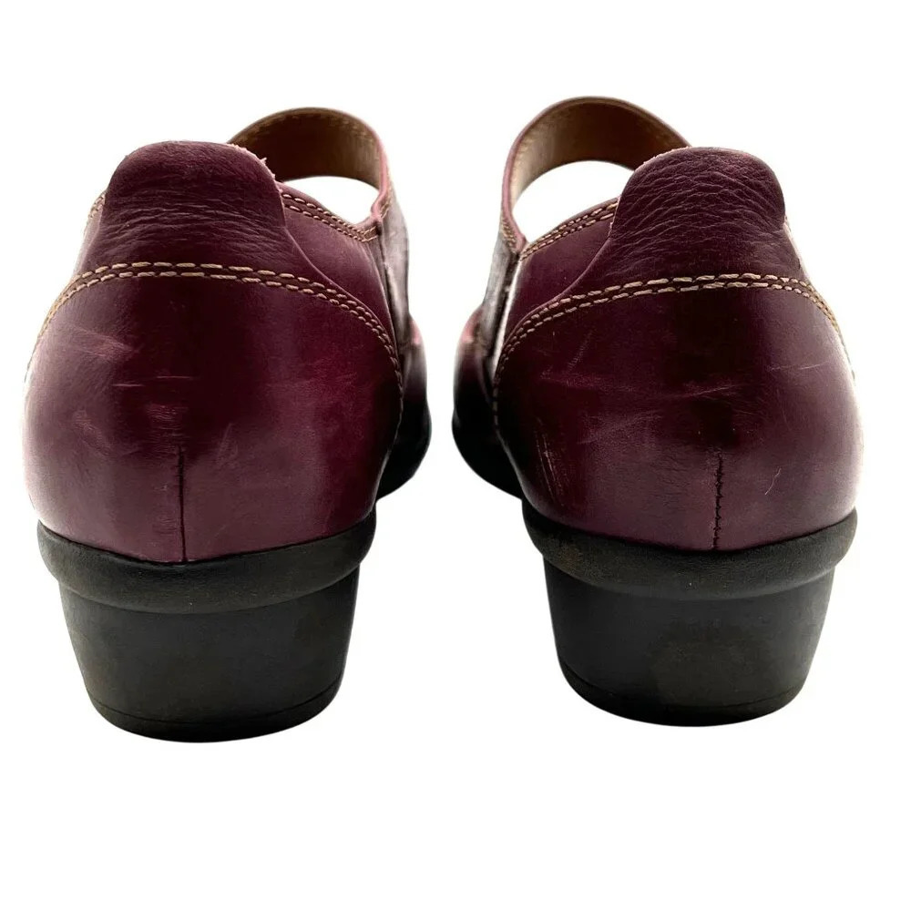 Comfortiva Womens 8.5M Burgundy Leather Mary Jane Shoes Pillowtop Memory Foam - Picture 6 of 15